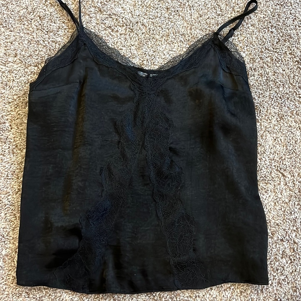 Black satin tank top